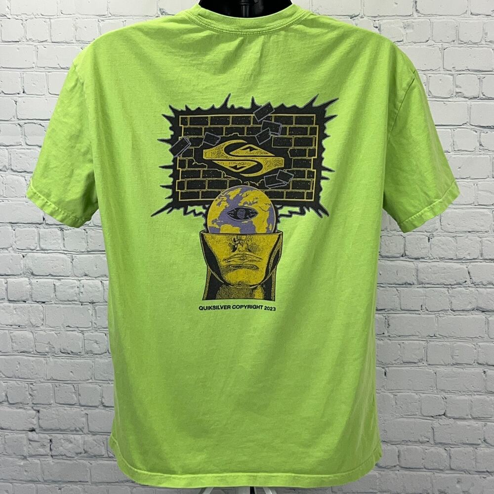 Quiksilver 2023 T Shirt M Medium Green Surfer Surfing Surfboarding Short Sleeve